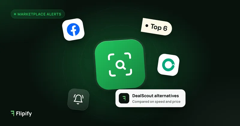 Search scanner icon with marketplace logos for DealScout alternatives