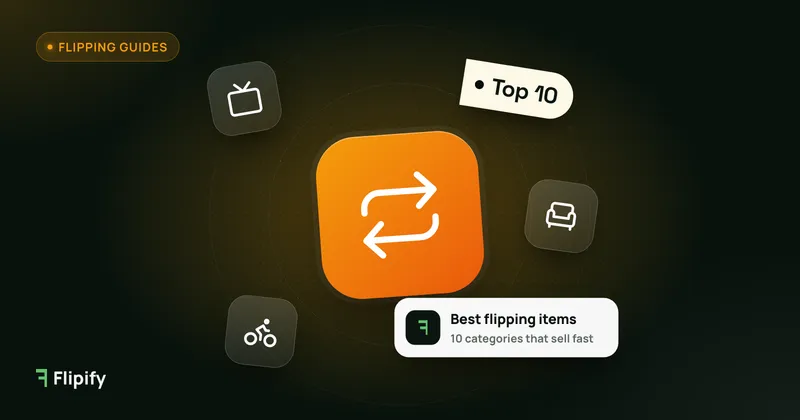 Flip arrows with TV, chair and bike icons for the best items to flip