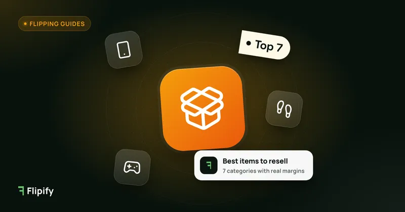 Open box with phone, sneaker and game controller icons for the best items to resell
