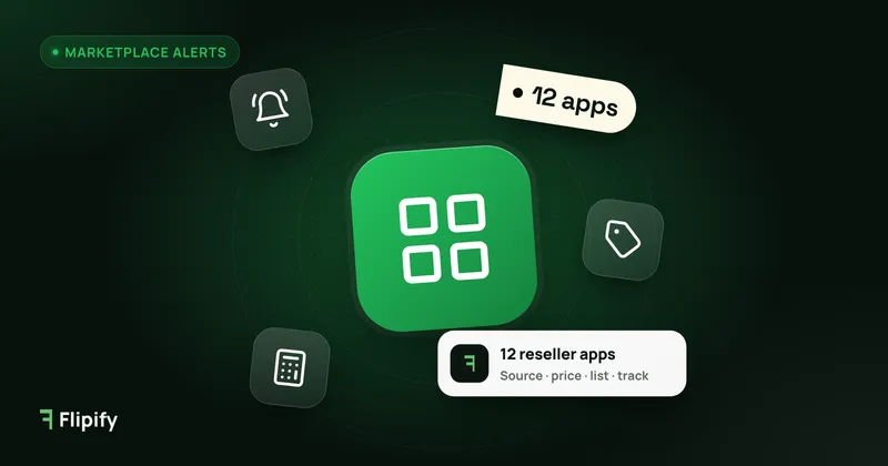 App grid icon with alert, price tag and calculator icons for the best reseller apps