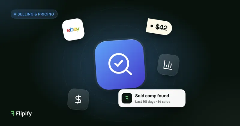 Magnifying glass with eBay logo and price chart for checking eBay sold listings