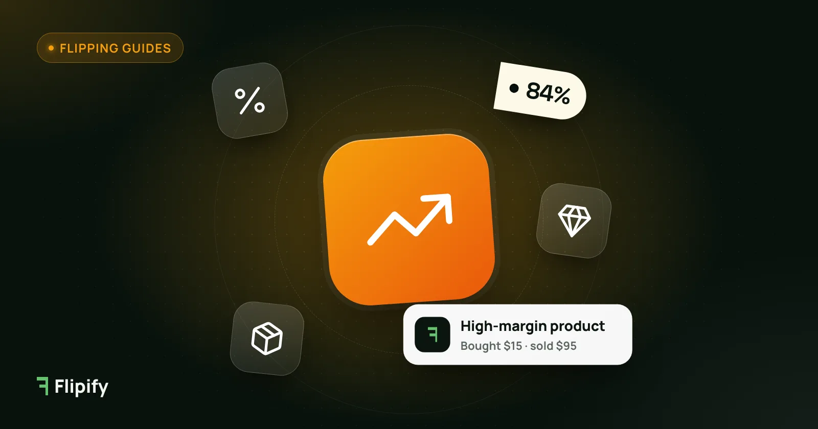 Upward trend with percent and gem icons for high profit margin products