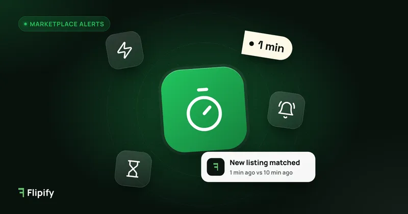 Timer icon comparing 1-minute and 10-minute marketplace alert intervals