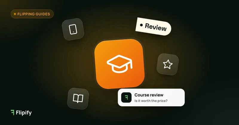Graduation cap with smartphone and star icons for a Phone Flipping Academy review