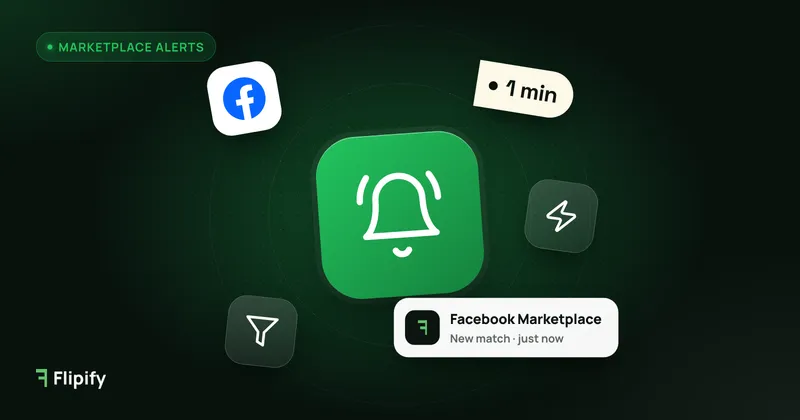 Notification bell with a Facebook Marketplace new listing alert