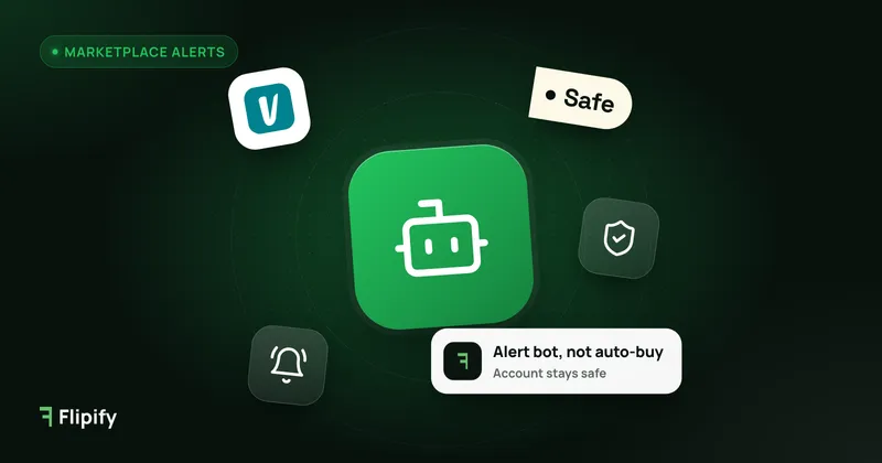 Robot icon with Vinted logo and safety shield for Vinted bots