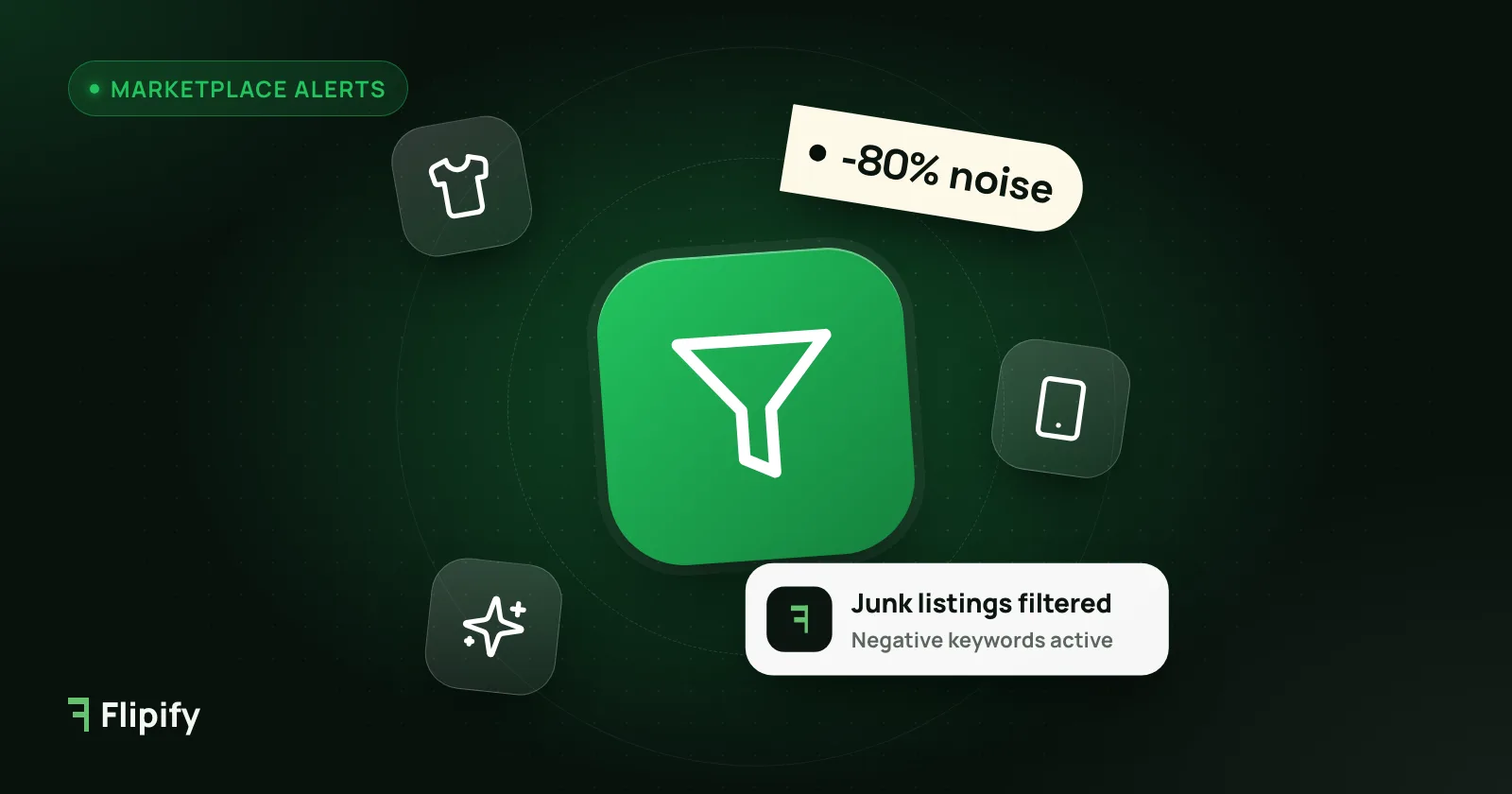 Filter icon removing junk listings from thrifting search alerts