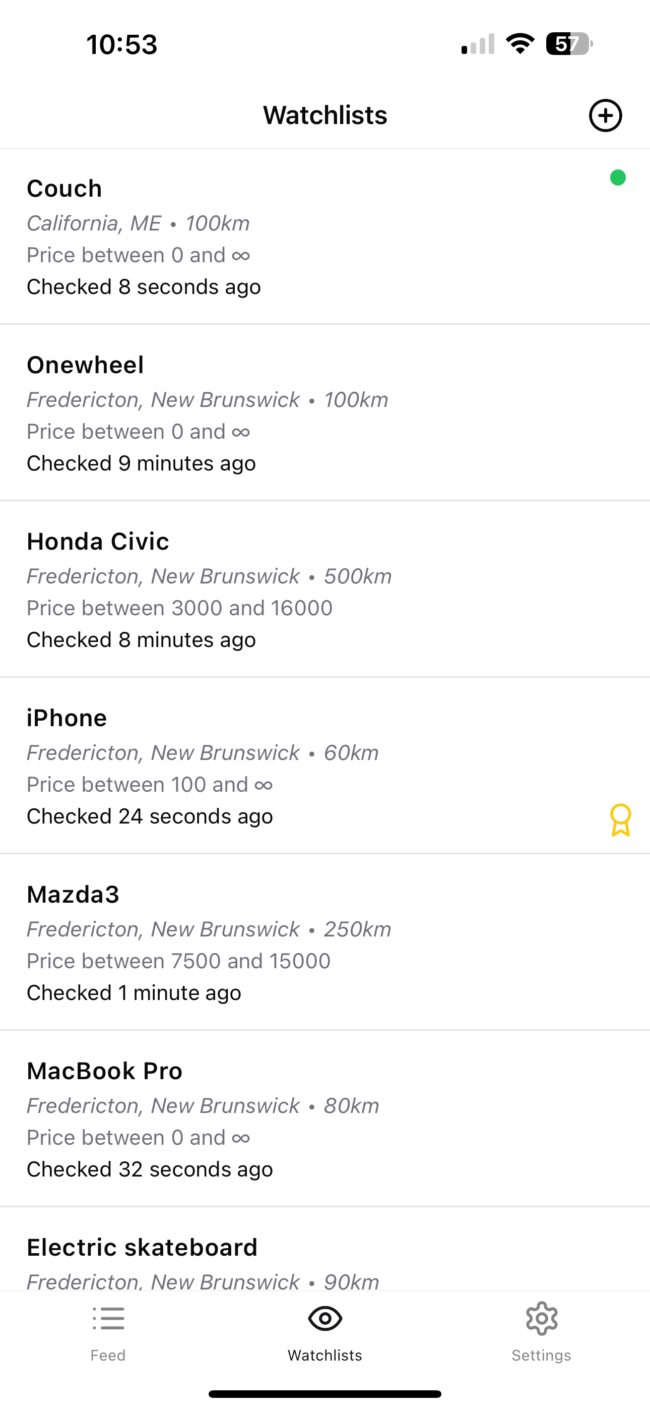 Flipify Watchlist Creation Screen