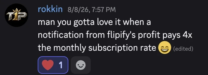 rokkin: man you gotta love it when a notification from flipify's profit pays 4x the monthly subscription rate