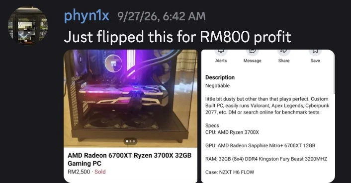 phyn1x: Just flipped this for RM800 profit